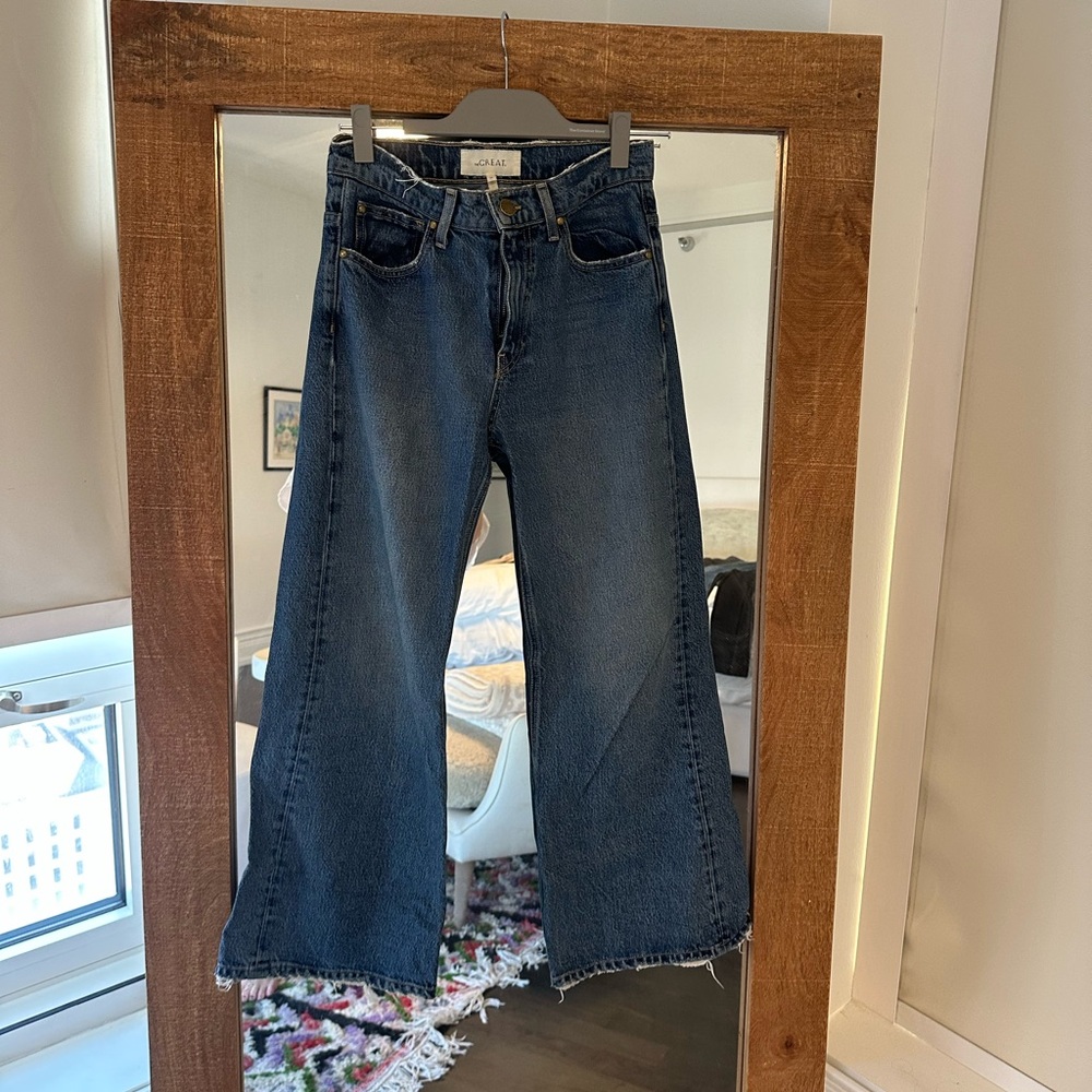 The Great Distressed wide leg jean